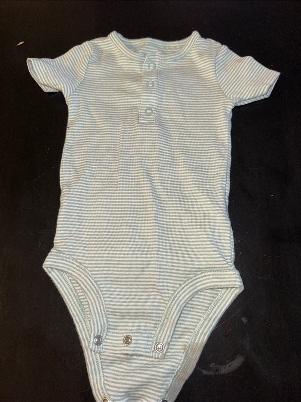 Carter's Mint and White Striped Short-Sleeve One-Piece Bodysuit